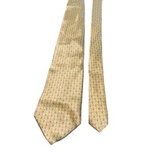 Stafford Mens Yellow Tie 100 Percent Imported Silk Geometric Pattern Necktie